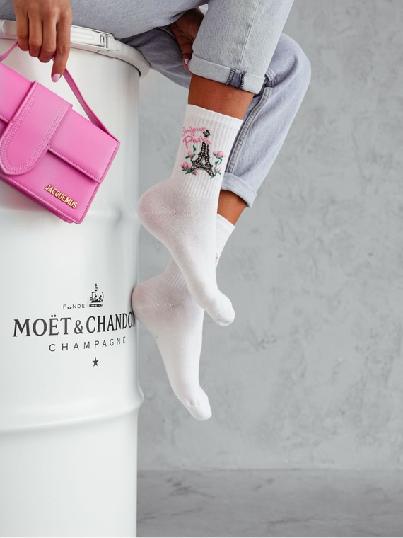 0200-166 Bonjour Paris Milena Damensocken – weiß