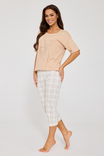 Damenpyjama Cornette 775/340 Morning 100% Baumwolle 7/8