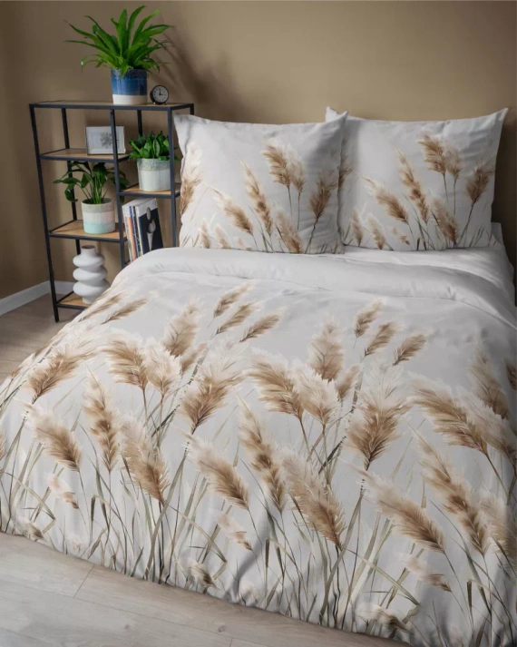 5329 B Satinbettwäsche Pampasgräser Detexpol grau