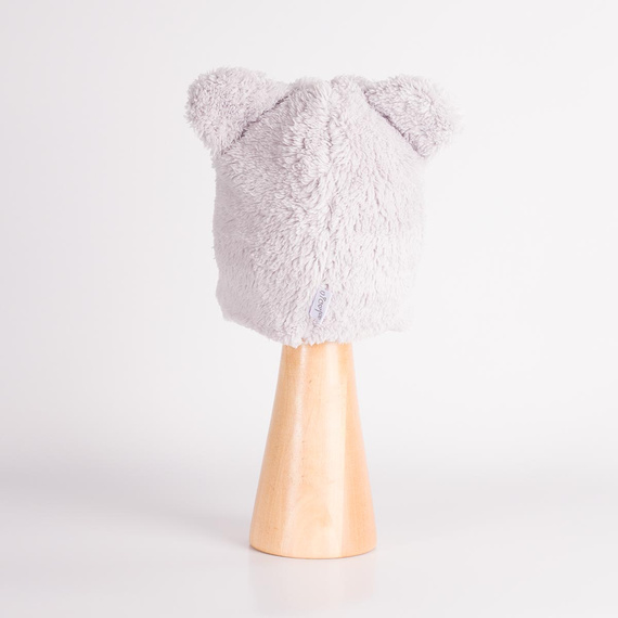 228265 Nicol FARMA Baby-Mütze Bärchen, grau, mit Ohrenklappen, Baumwolle