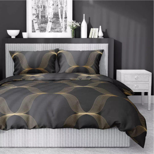 5088 A Home Satin Satin-Bettwäsche, Detexpol-Ornament, schwarz