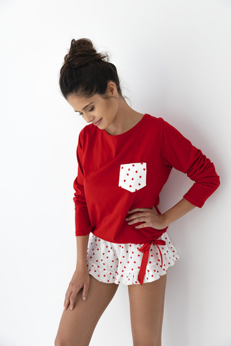 Taylor Sensis Damenpyjama – Rot und Creme