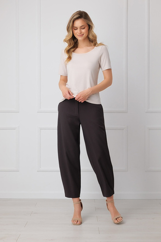 Damenbluse Italian Fashion Liza, 93% Bambus, kurzärmelig, elastisch – beige
