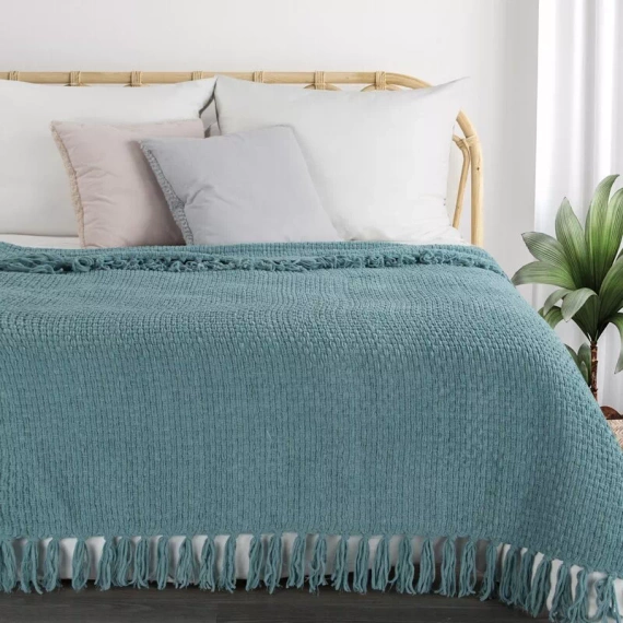 Suzi Gewebte Tagesdecke mit Fransen, Eurocurtains, Minze