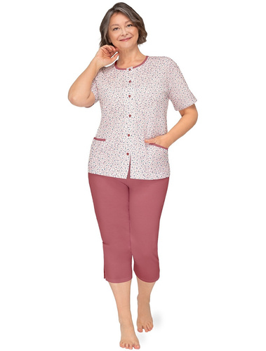 Kasia I 265 Martel-Pyjama, Burgund – Damen-Baumwollpyjama mit Button-Down-Hemd