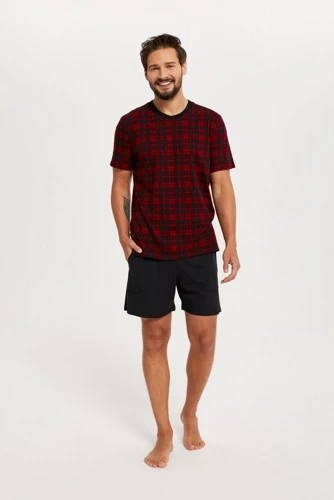 Elijah Herren Kurzarm-Pyjama und Shorts Italian Fashion - print/schwarz