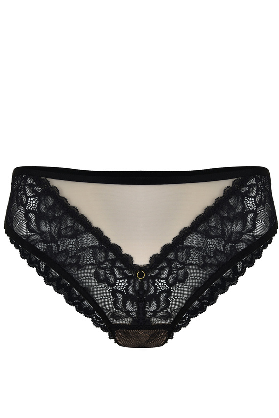 19235 Magisches brasilianisches Milano-Höschen – Spitze, nackter Tüll, goldener Akzent