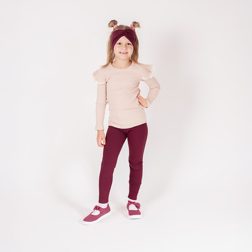 217201 Alisa Nicol Leggings – gerippte Baumwolle, Burgunderrot