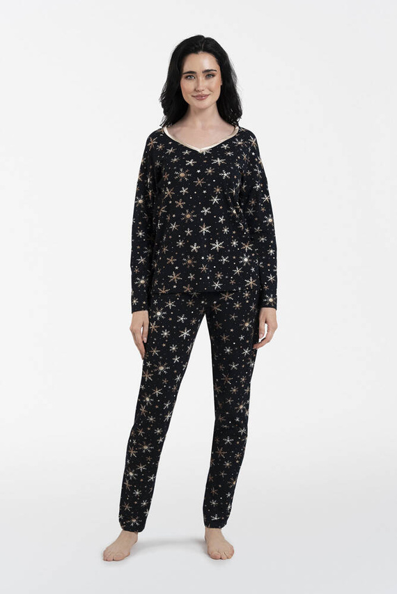 Laponia Damen Schlafanzug langarm, lange Hose Italian Fashion - Druck