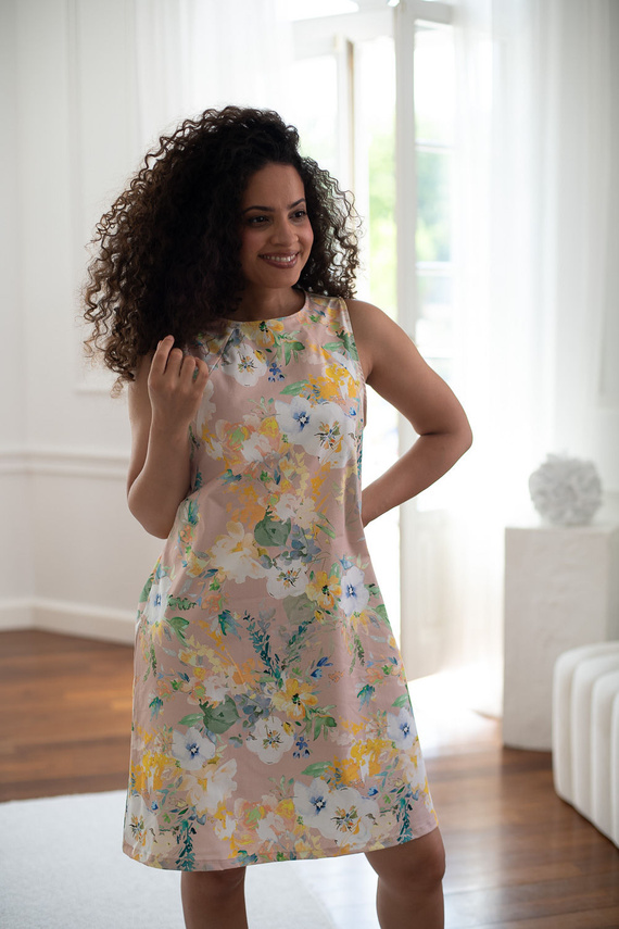 Mama MiA! Milk & Love Umstands- und Stillkleid aus Baumwolle, beige mit Blumenmuster