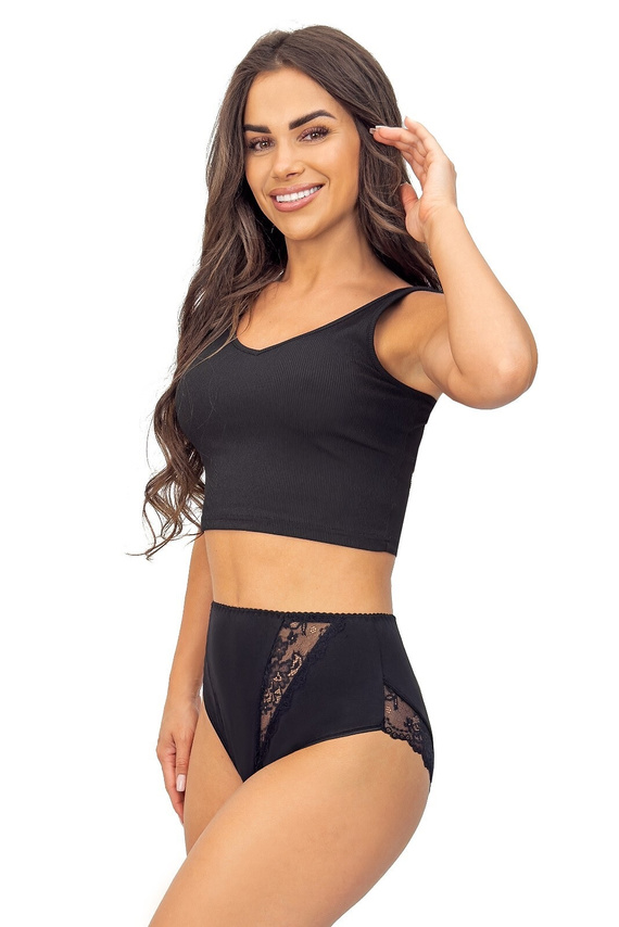 Höschen 238 Donna schwarz – Damenhöschen aus Baumwolle mit Spitzeneinsätzen