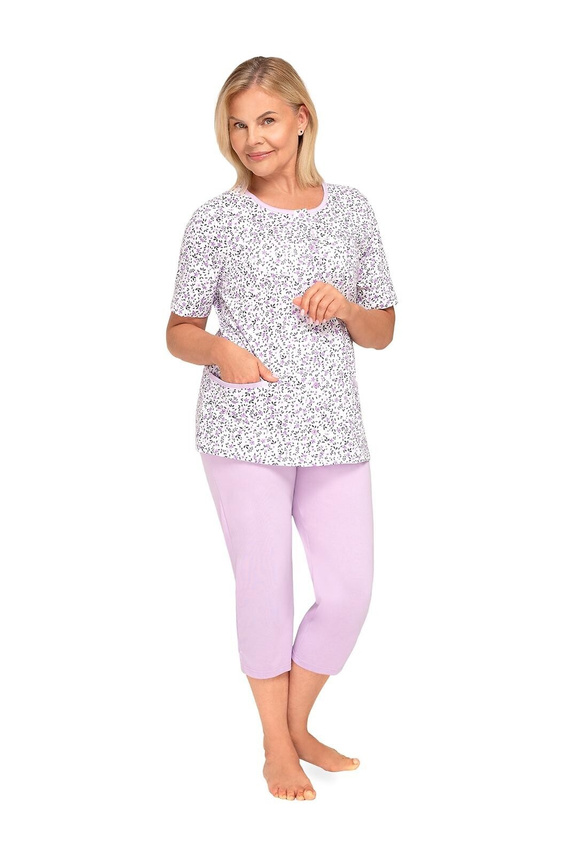 Pyjama Kasia I 265 Martel Lila – Damen-Pyjama aus Baumwolle mit Button-Down-Hemd