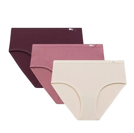 3CLP-004 Atlantic weinrosa-beige – Klassische Damen-Slips im 3er-Pack aus Baumwolle