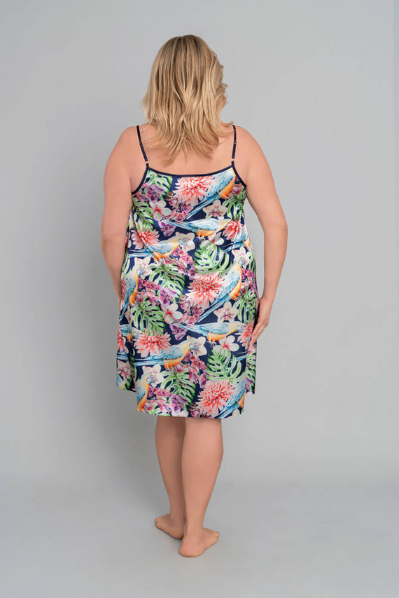 Polynesia Damen Nachthemd, schmaler Träger Italian Fashion - Blumendruck