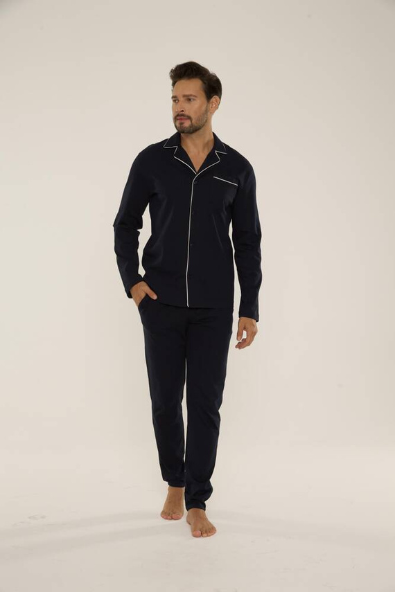 729 Norberto Herren Schlafanzug De Lafense - navy blau