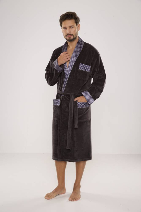 773 Bonjour Herren-Forex-Bademantel - graphit