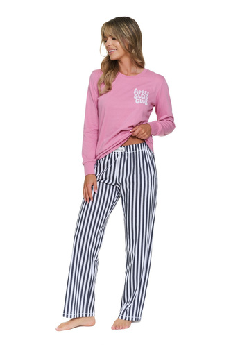 Doctor Nap 7523 Apres Sleep Damen-Pyjama 100% Baumwolle rosa gestreift