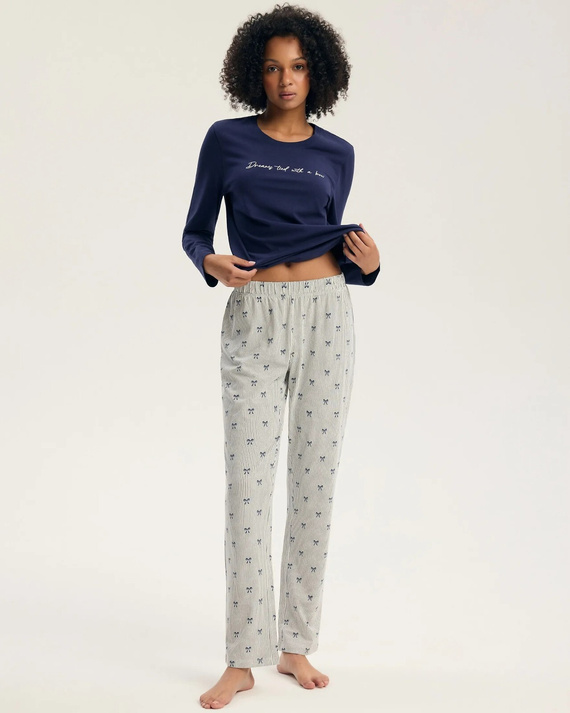 Henderson Gaela 45430 Damenlange Pyjama 100% Baumwolle mit Grafik