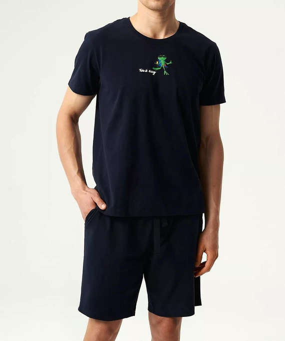 NMP-383 Herren-Kurzarmpyjama, Atlantik-Marineblau