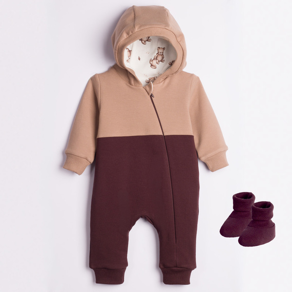 Nicol BENEK Overall mit Futter, Bärenmotiv + Lauflernschuhe, Braun