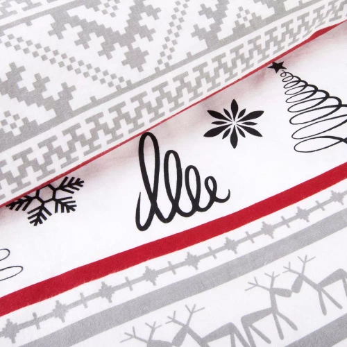 31514/1 Weihnachts-Flanell-Bettwäsche Flanelove Darymex grau rot – Set aus 100 % Baumwolle, warm und weich