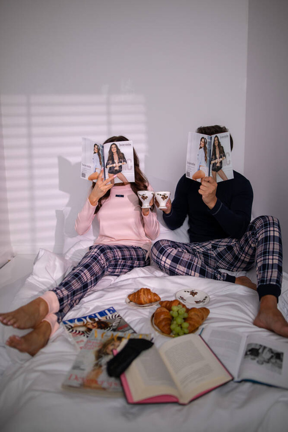 Brit Pajamas Herren Schlafanzug langarm, lange Hose Italienische Mode - marineblau/print 