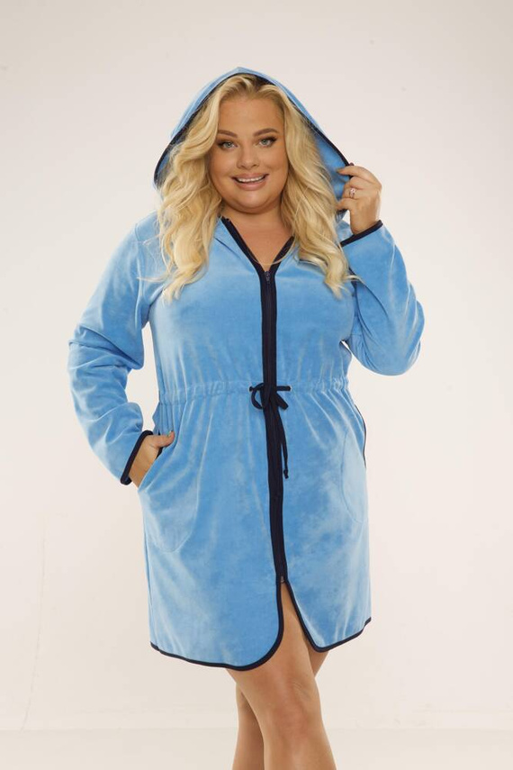 313 Desiree Damenbademantel De Lafense - hellblau