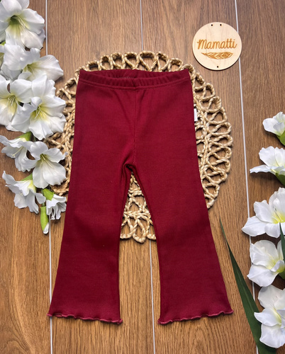 Mamatti LJ820 Mädchen Leggings in Bordeaux, gerippte Baumwoll-Flared Pants