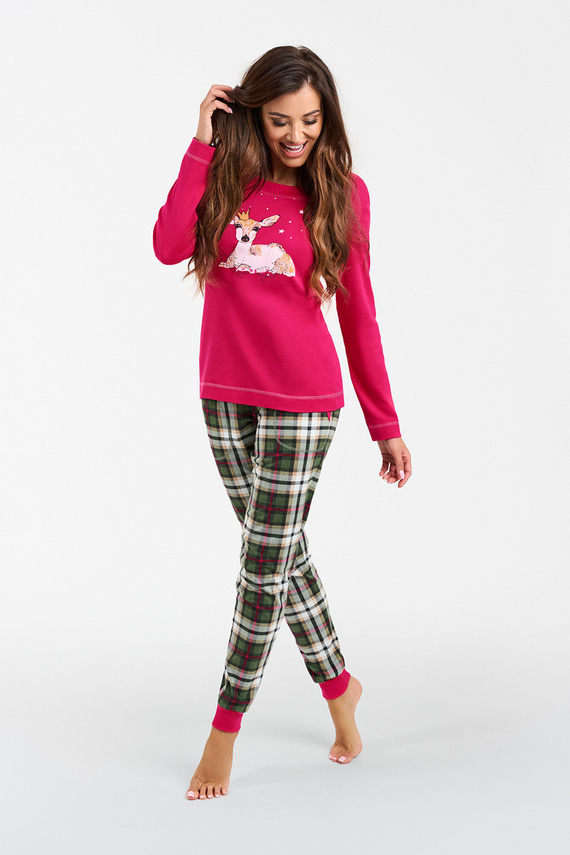 Zonda Damen Schlafanzug langarm und lange Hose Italian Fashion - amaranth/print