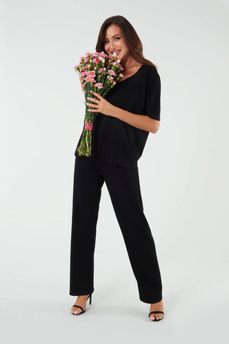 Soler Damen lange Hose Italienische Mode - schwarz 