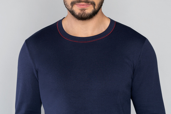 Horton Herren Schlafanzug langarm, lange Hose Italienische Mode - marineblau/print