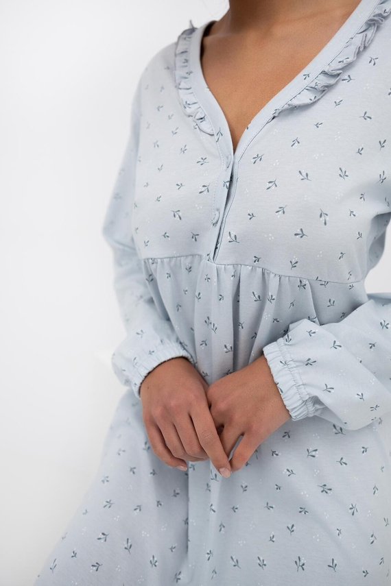 Lucille Sensis Damen-Nachthemd Taube – Baumwoll-Nachthemd mit Rüschen