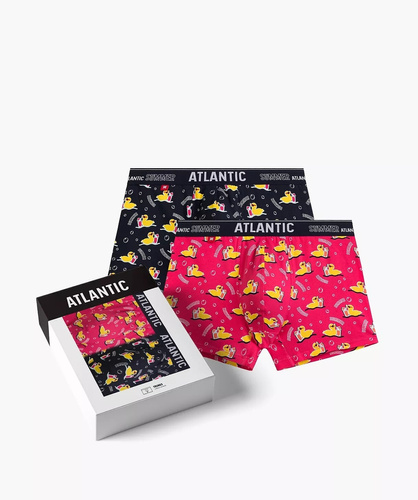 2MHH-007/25 Atlantic Herren-Boxershorts – Marineblau-Rosa