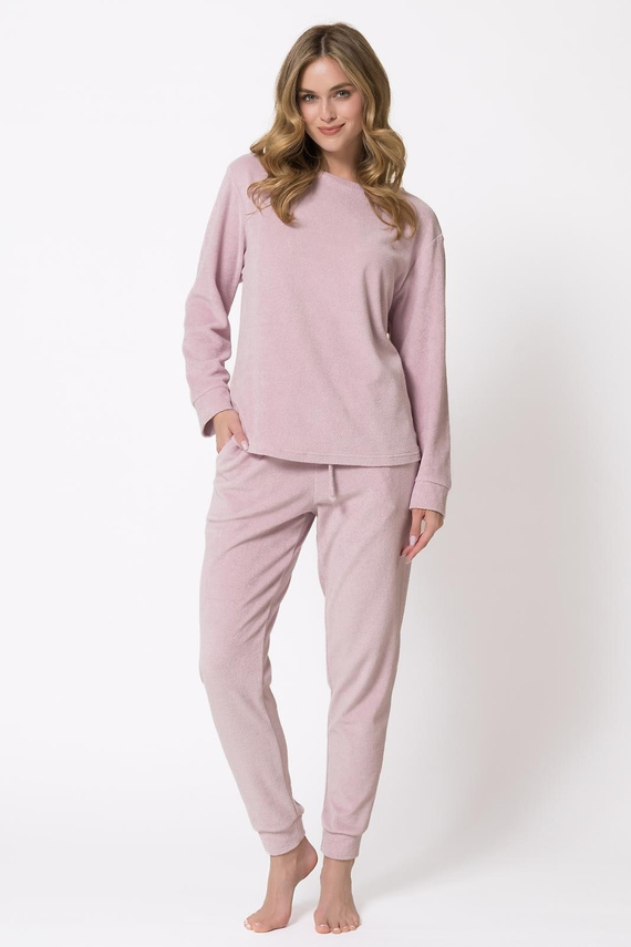 Damen-Pyjama 1818 Ewelina Leveza Frottee Homewear Baumwolle puderrosa