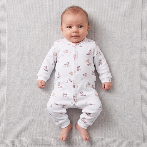 228032 Nicol FARMA Baby-Strampler 100% Baumwolle ohne Füßchen mit Tieren
