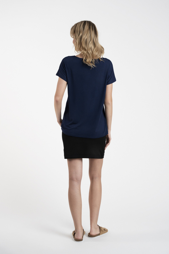 Ksenia Bluse mit kurzen Ärmeln Italienische Mode - navy blau