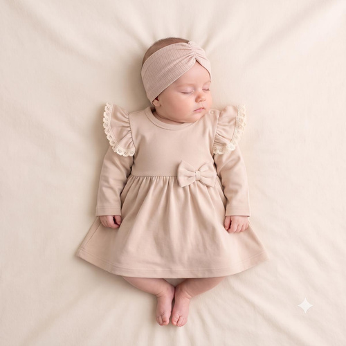212160 Tola Nicol Kleid-Body mit langen Ärmeln – Beige