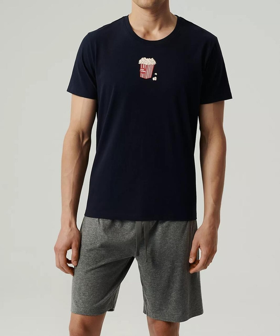 NMP-383 Herren-Kurzarmpyjama, Atlantik-Marineblau