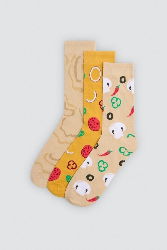 Ysabel Mora 17502 Unisex-Socken 3 Paar Baumwolle Pizza als Geschenk