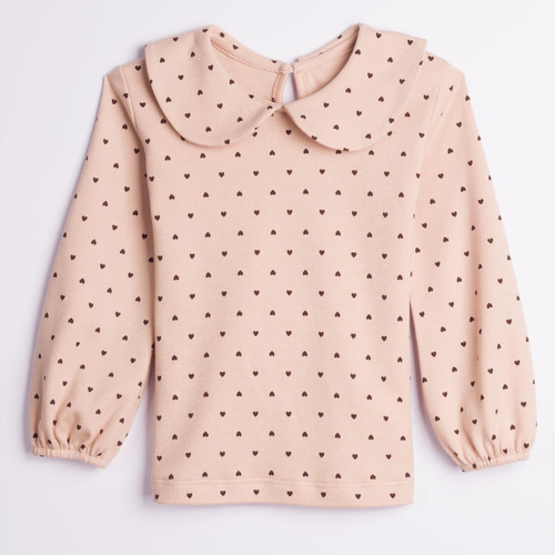 Nicol 226139 Mädchenbluse 100% Baumwolle Herzchen Kragen Beige