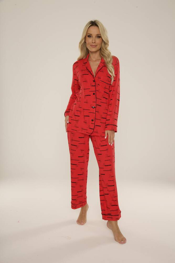 718 Madeleine Cat Love Damen Forex Pyjamas - rot