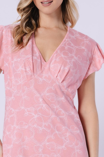 Marietta Leveza 1714 – Damen-Nachthemd aus Baumwolle, V-Ausschnitt, knielang