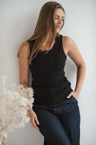 Tummy Umstands- und Still-T-Shirt – gerippt, mit Trägern Milk&Love schwarz