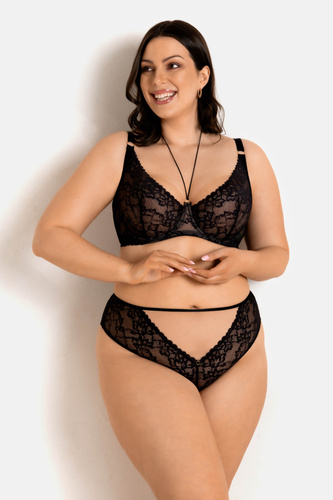 19235 Magic Soft Milano BH – weicher, nackter Tüll und schwarze Spitze, dekoratives Bindeband