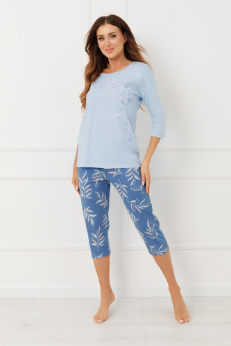 Damen Pyjama ERULA Italian Fashion Baumwolle Jersey 3/4 Ärmel Plus Size