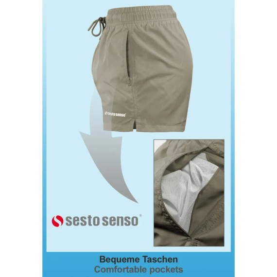 Sesto Senso Herren Badeshorts schnell trocknend Strandshorts mit Taschen khaki