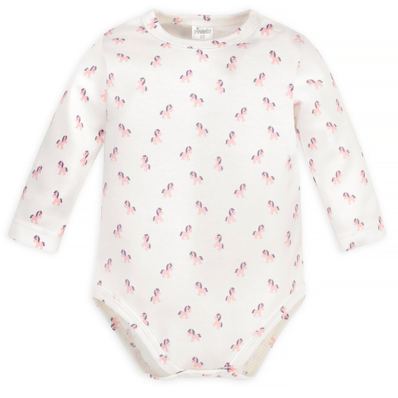 Lovely Day Pinocchio Langarm-Body – ecrufarbene Pferde