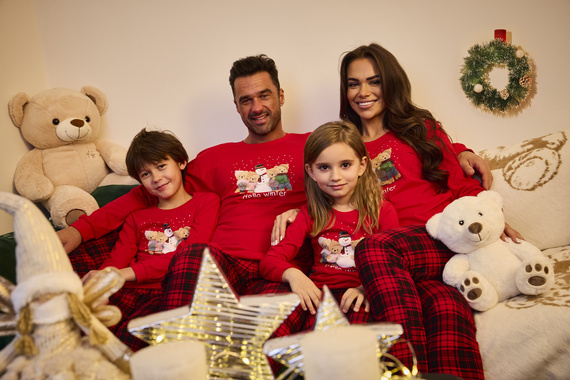 594/185 592/185 Winter Cornette Mädchenpyjama – Weihnachten, Rot, Baumwolle