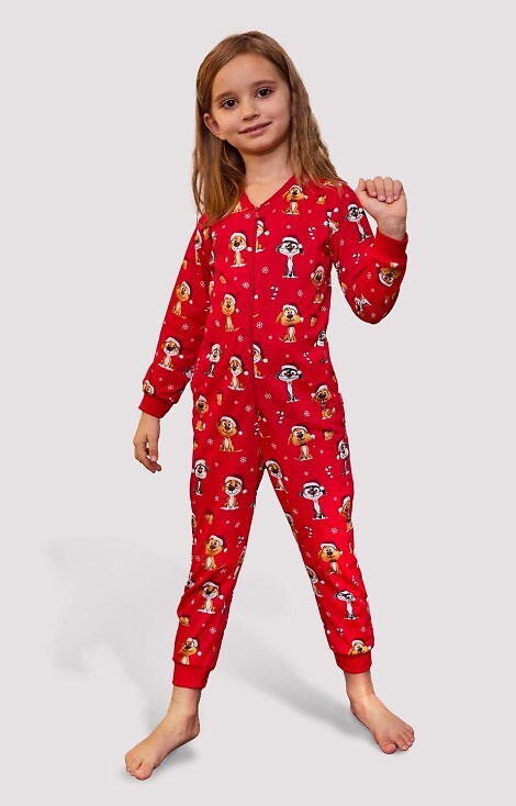 954/199 955/199 Dog 3 Kids Mädchen-Jumpsuit Cornette – rot, festlich, Baumwolle