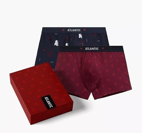 2GMH-029 Atlantic Herren-Boxershorts – Baumwolle mit Elasthan, Herzen, 2er-Pack